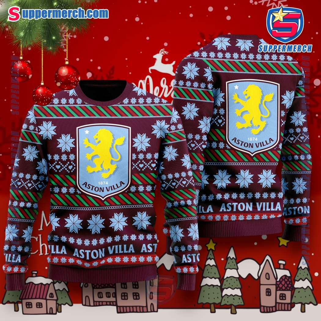Aston Villa Football Club Logo Noel Ugly Sweater On2jM4C