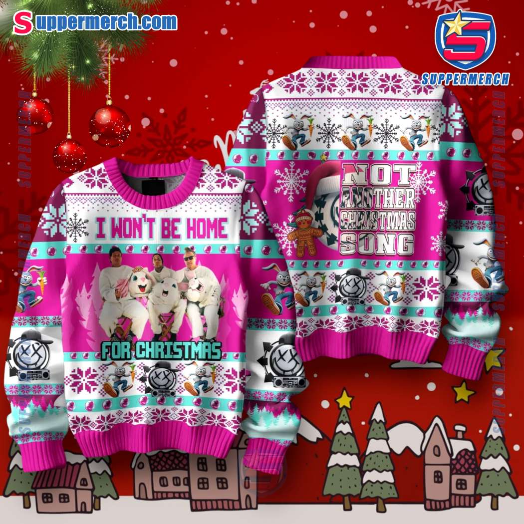 Blink-182 I Won't Be Home For Christmas Not Another Christmas Song Ugly Sweater N6pdgGu