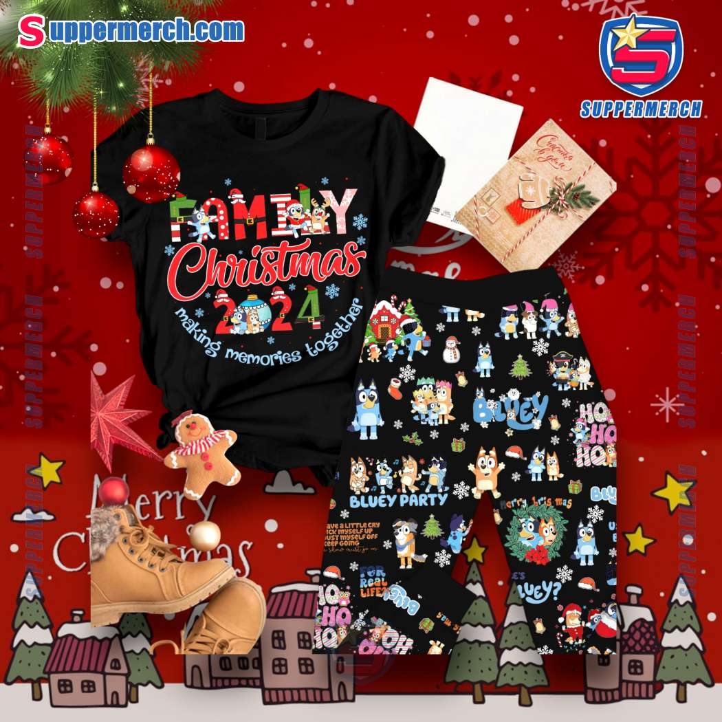 Bluey Family Christmas 2024 Making Memories Together Pajamas Set BsEgmIT