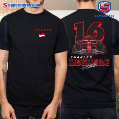 Charles Leclerc 16 Signature Formula One F1 Double Sided Print T-Shirt Tee Men Women-a RcedNuw
