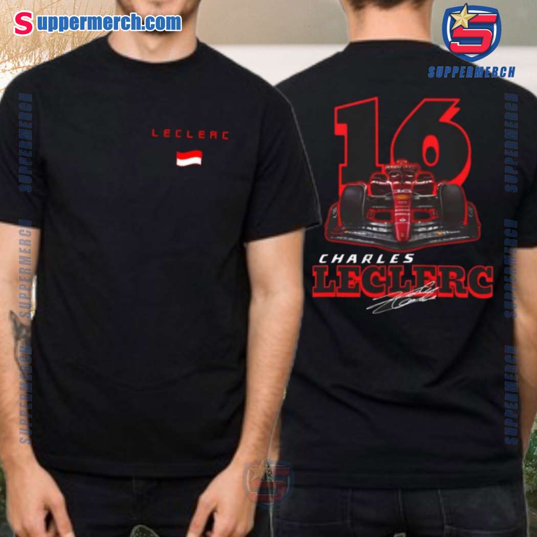 Charles Leclerc 16 Signature Formula One F1 Double Sided Print T-Shirt Tee Men Women-a RcedNuw