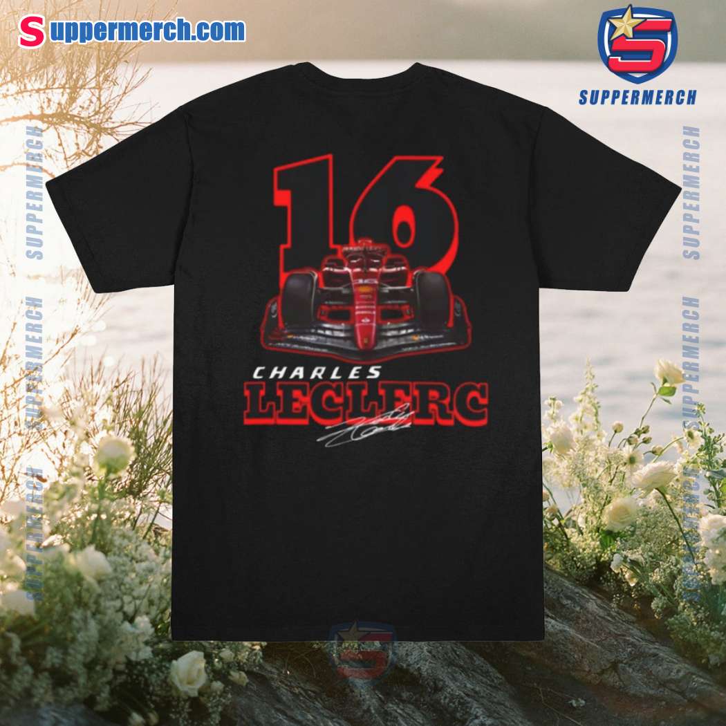 Charles Leclerc 16 Signature Formula One F1 Double Sided Print T-Shirt Tee Men Women-c YlcBJRQ