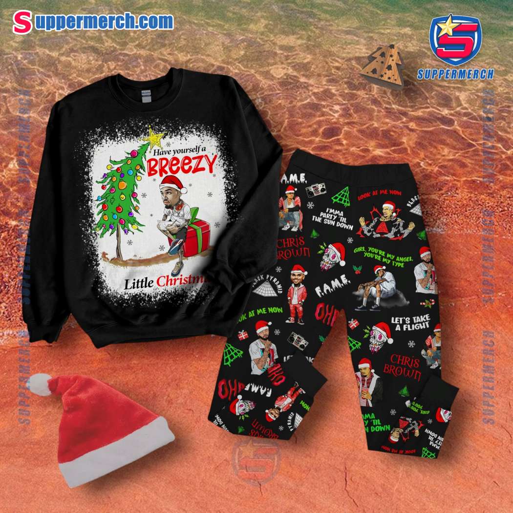 Chris Brown Have A Breezy Little Christmas Pajamas Set M4xiX5w