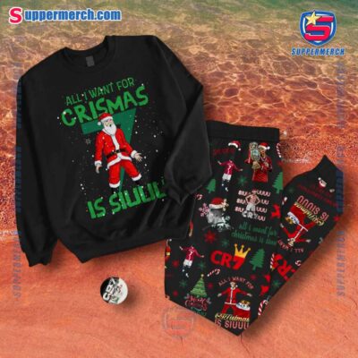 Cristiano Ronaldo All I Want For Crismas Is Siuuu Pajamas Set T6aFbPj
