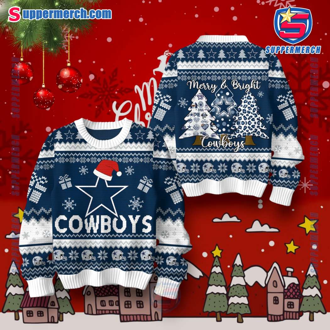 Dallas Cowboys Merry And Bright Ugly Christmas Sweater aXKrDQo