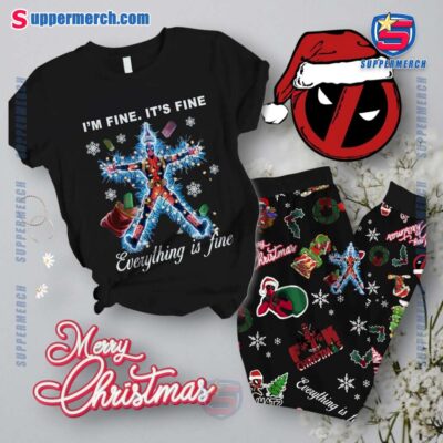 Deadpool I'm Fine It's Fine Everything Is Fine Christmas Pajamas Set pUJ0uFG