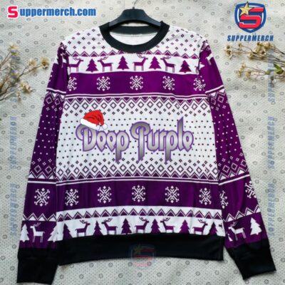 Deep Purple Logo With Christmas Hat Sweater For Fans-a k3xdh0f