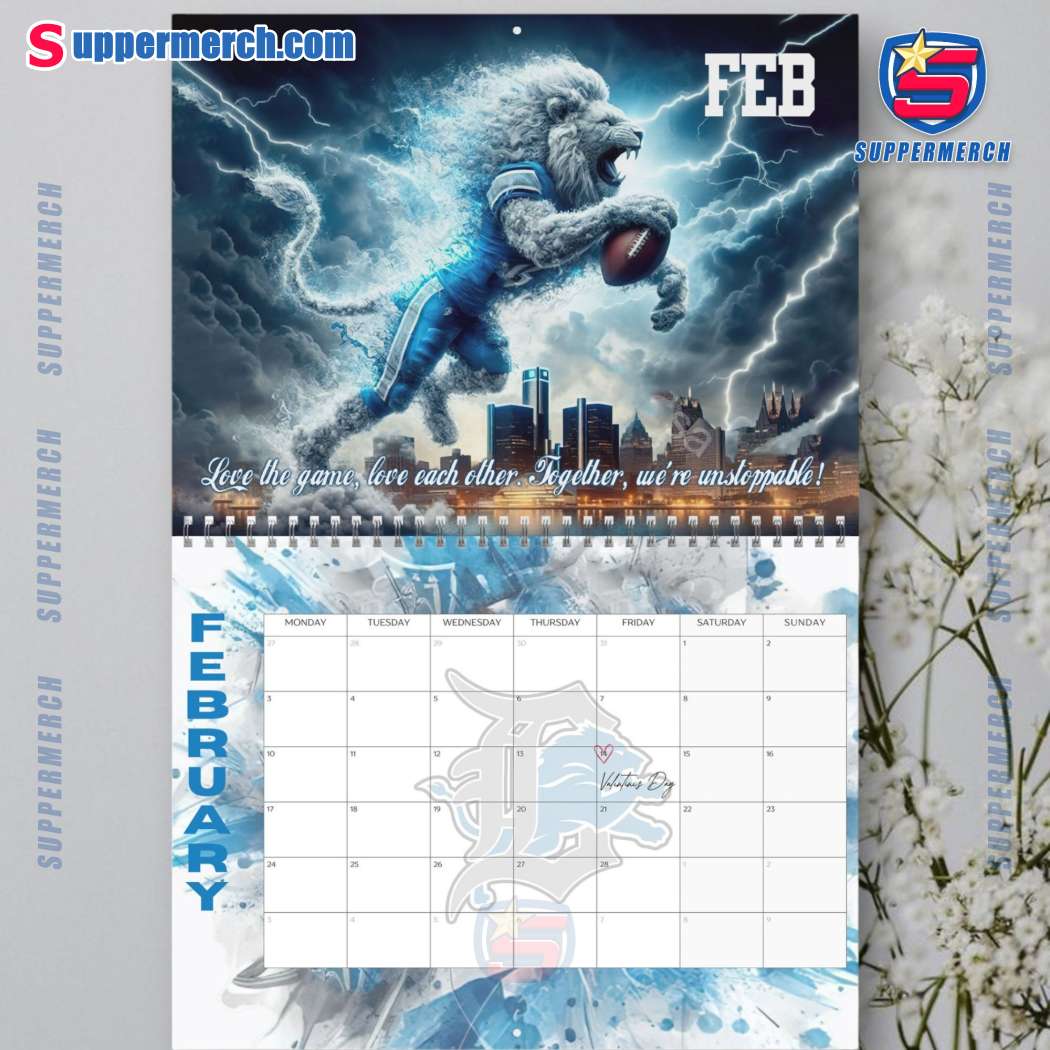 Detroit Lions Wall Hanging Calendar 2025-c N5d172B