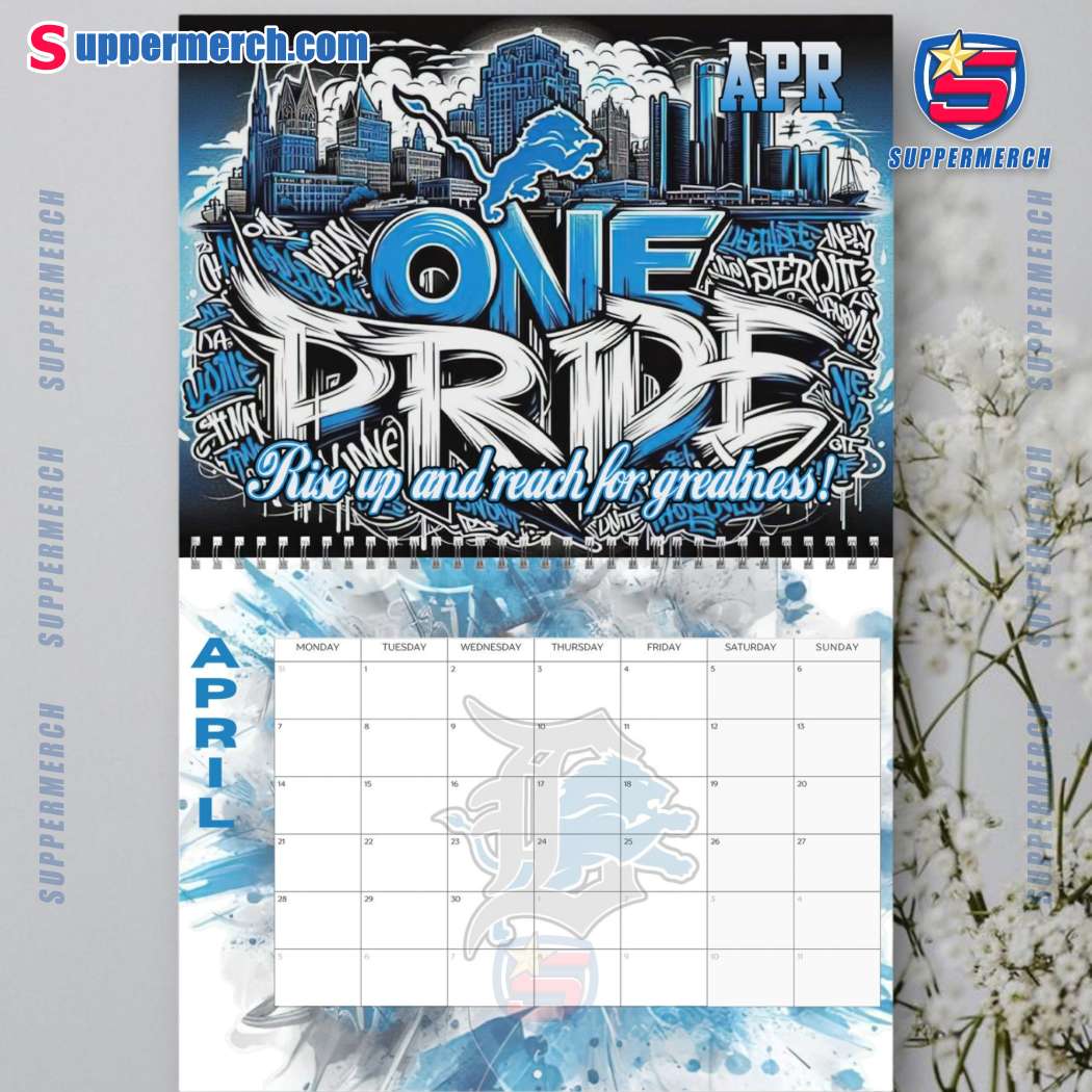 Detroit Lions Wall Hanging Calendar 2025-y NDVZ965