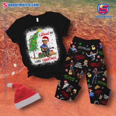 George Strait I Strait Up Love Christmas Pajamas Set YjWkBaZ