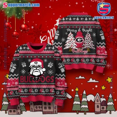 Georgia Bulldogs Merry And Bright Ugly Christmas Sweater k85QyBK