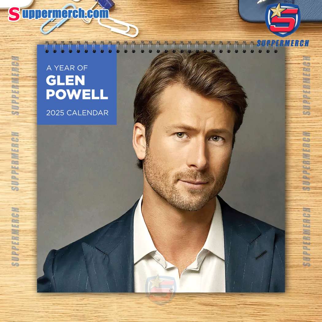 Glen Powell Actor Wall Hanging Calendar 2025 aznvFgy