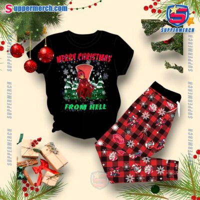 Hazbin Hotel Alastor Merry Christmas From Hell Pajamas Set JlwZf0q