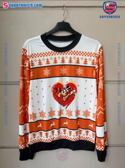 Hazbin Hotel Husk Fire Heart Ugly Christmas Sweater 3otzJZ5