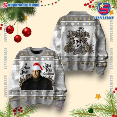 Jelly Roll Beautiful Broken A Holly Jolly Christmas Ugly Sweater t1zqPbj