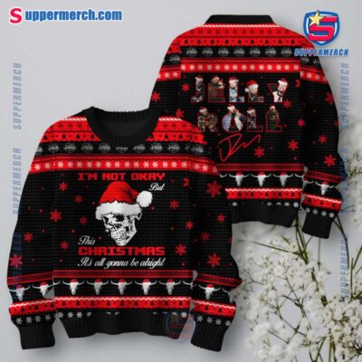 Jelly Roll I'm Not Okay But This Christmas It's All Gonna Be Alright Ugly Sweater PfDY5Xv