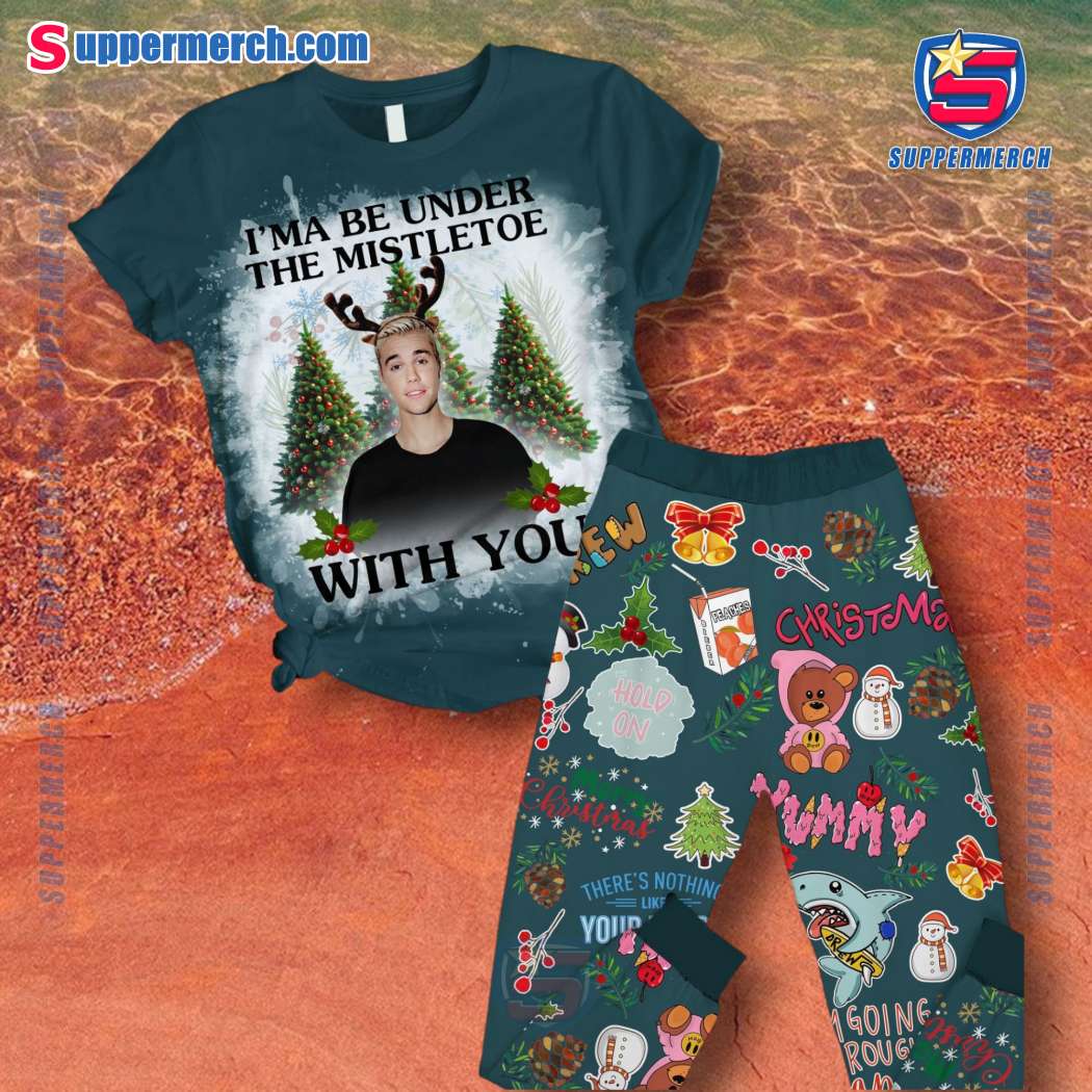 Justin Bieber I'm Be Under The Mistletoe With You Christmas Yummy Pajamas Set xKLEeZT