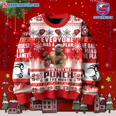 Mike Tyson Everyone Has A Plan Until They Get Punch In The Mouth Ugly Christmas Sweater-a R82OGqM