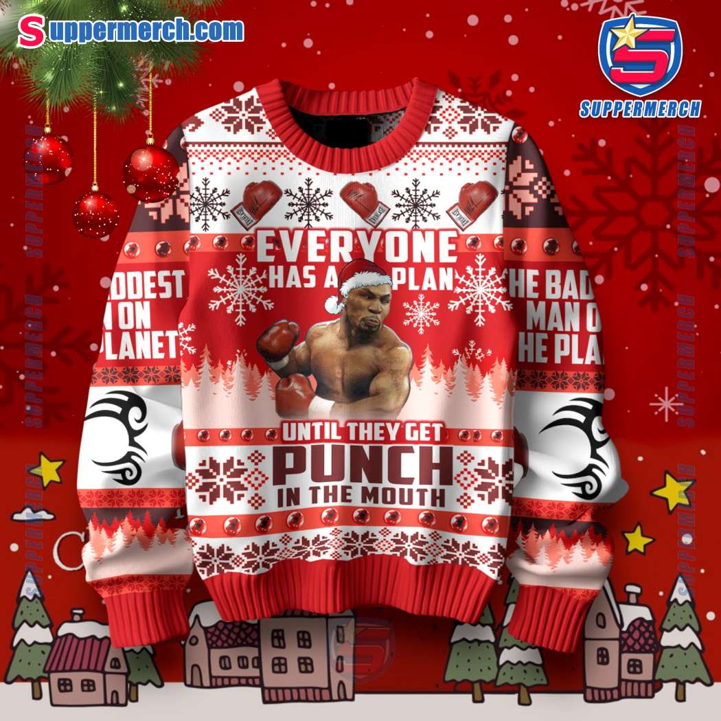 Mike Tyson Everyone Has A Plan Until They Get Punch In The Mouth Ugly Christmas Sweater-a R82OGqM