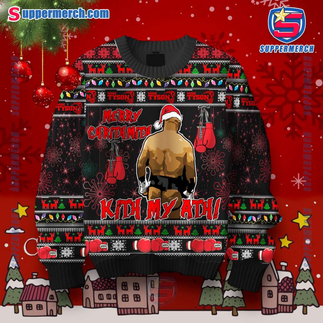 Mike Tyson Merry Chrithmith Kith My Ath Ugly Christmas Sweater emPKjCc