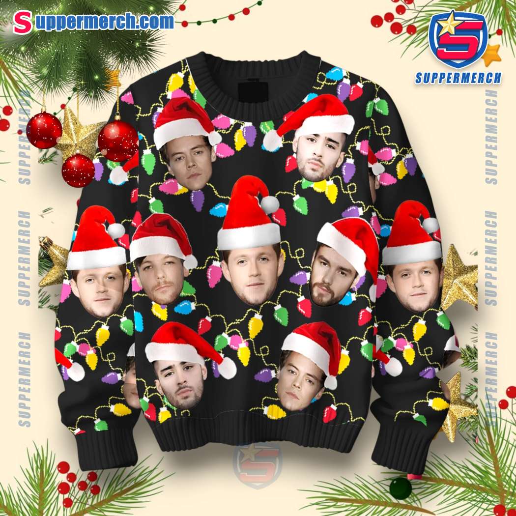 One Direction Members Faces Christmas Sweater bq4kBDX