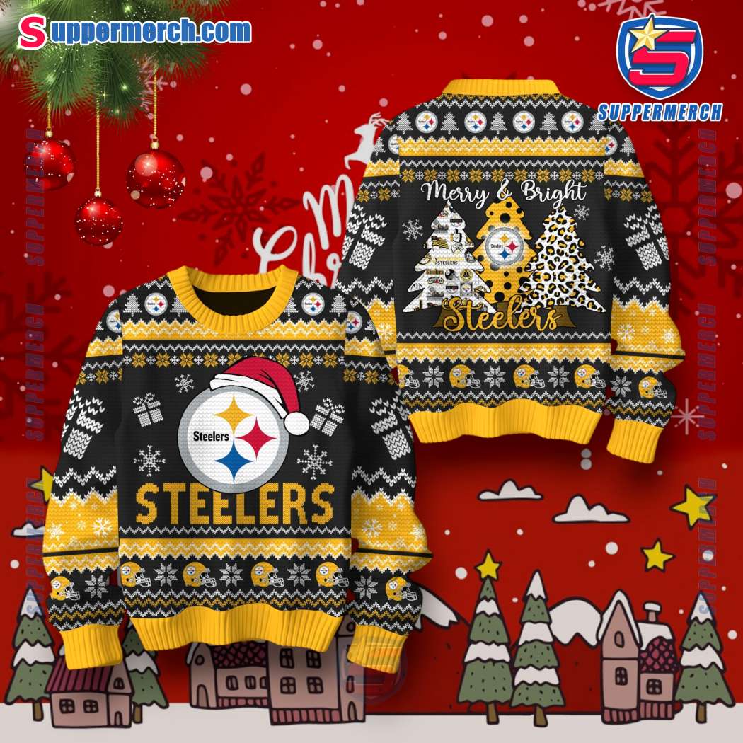 Pittsburgh Steelers Merry And Bright Ugly Christmas Sweater I9vgxyp