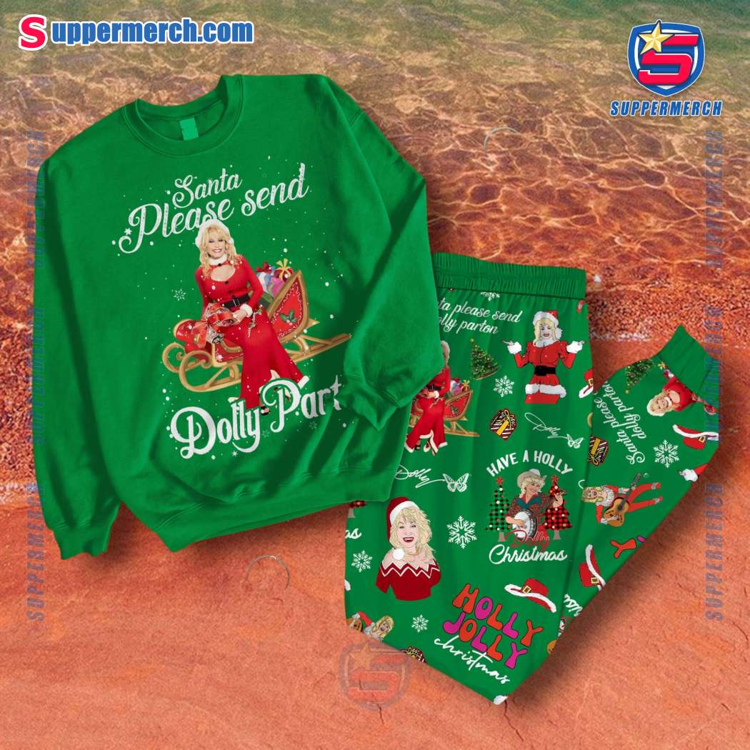 Santa Please Send Dolly Parton Pajamas Set 3Nx0ajC