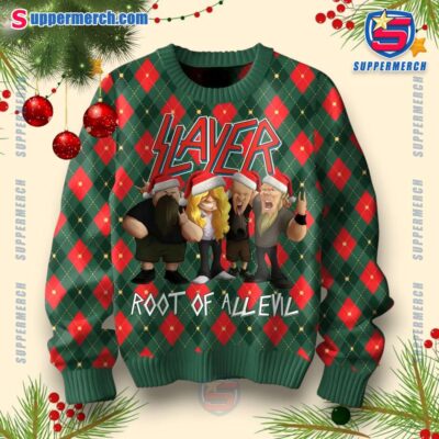 Slayer Root Of All Evil Argyle Plaid Christmas Sweater-a 8rREkqn