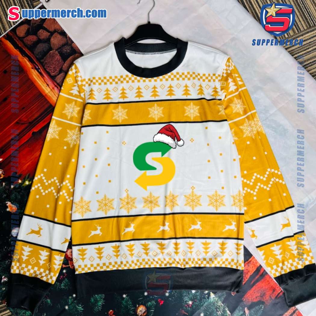 Subway Santa Hat Logo Christmas Sweater-c DMKo5zB