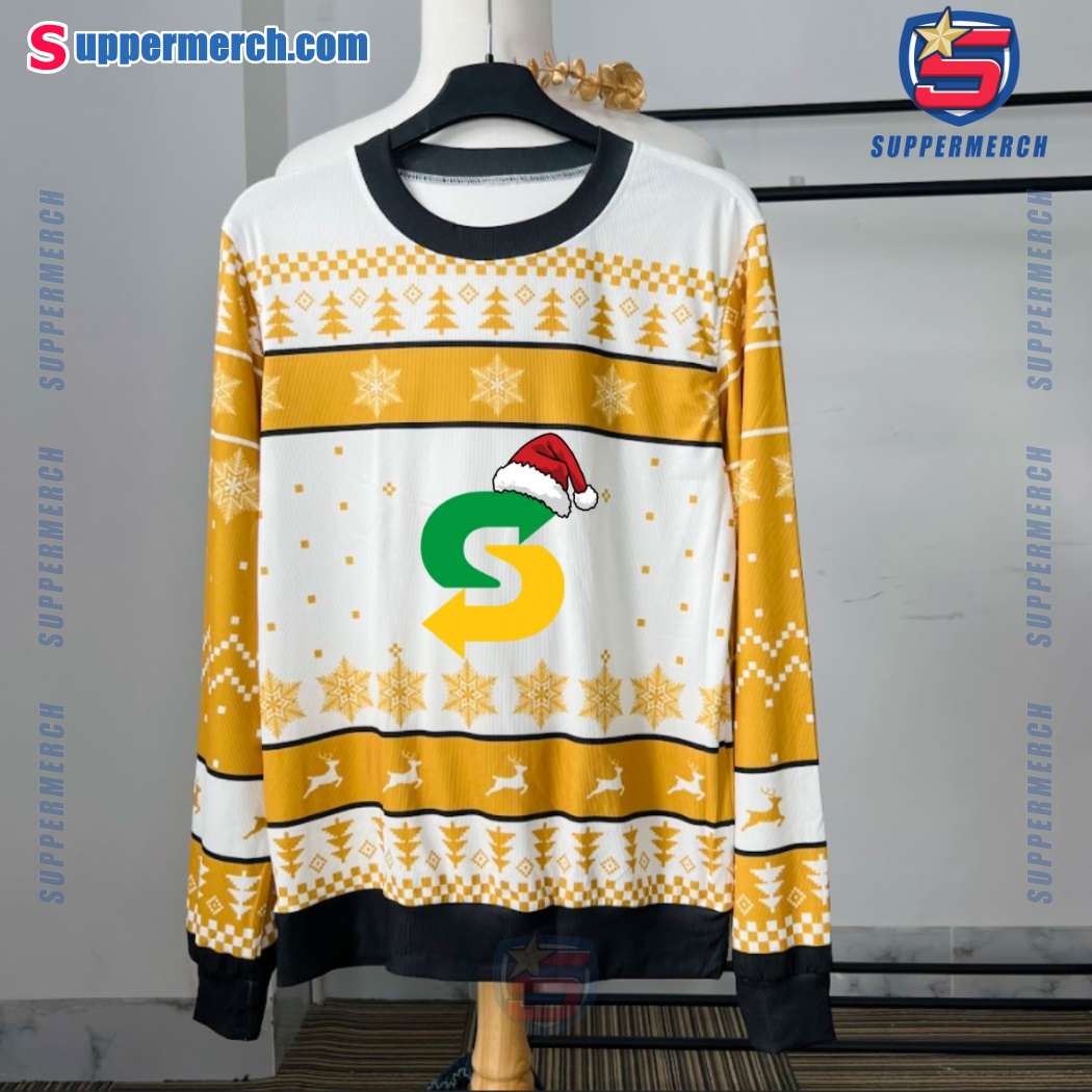 Subway Santa Hat Logo Christmas Sweater ned9GSi