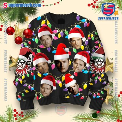 Supernatural Characters Faces Christmas Sweater 8ISD2AQ