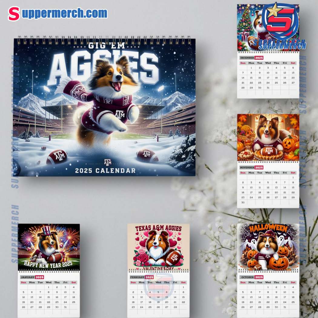 Texas A&M Aggies Wall Hanging Calendar 2025 mzOMCKZ