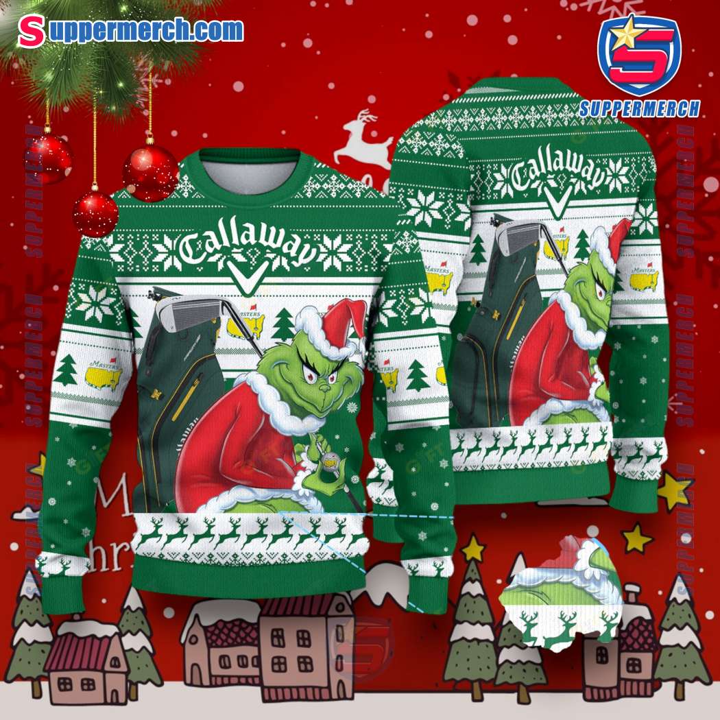 The Grinch Callaway Masters Tournament Golf Ugly Christmas Sweater d1zGTEN