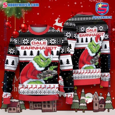The Grinch Holding Dale Earnhardt Car Ugly Christmas Sweater weDAs7d