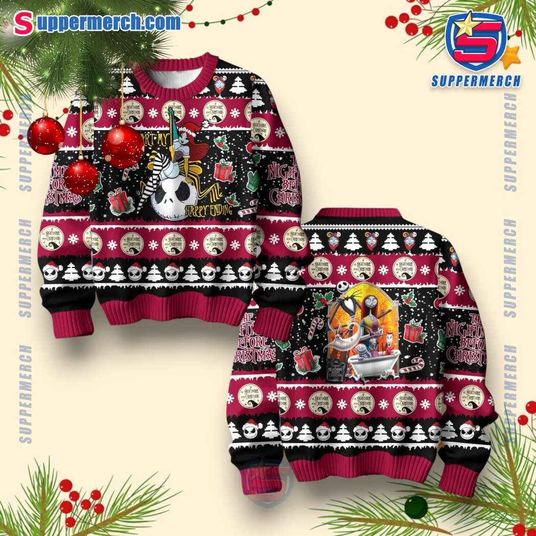 The Nightmare Before Christmas You Are My Happy Ending Ugly Christmas Sweater 0WdQhOB