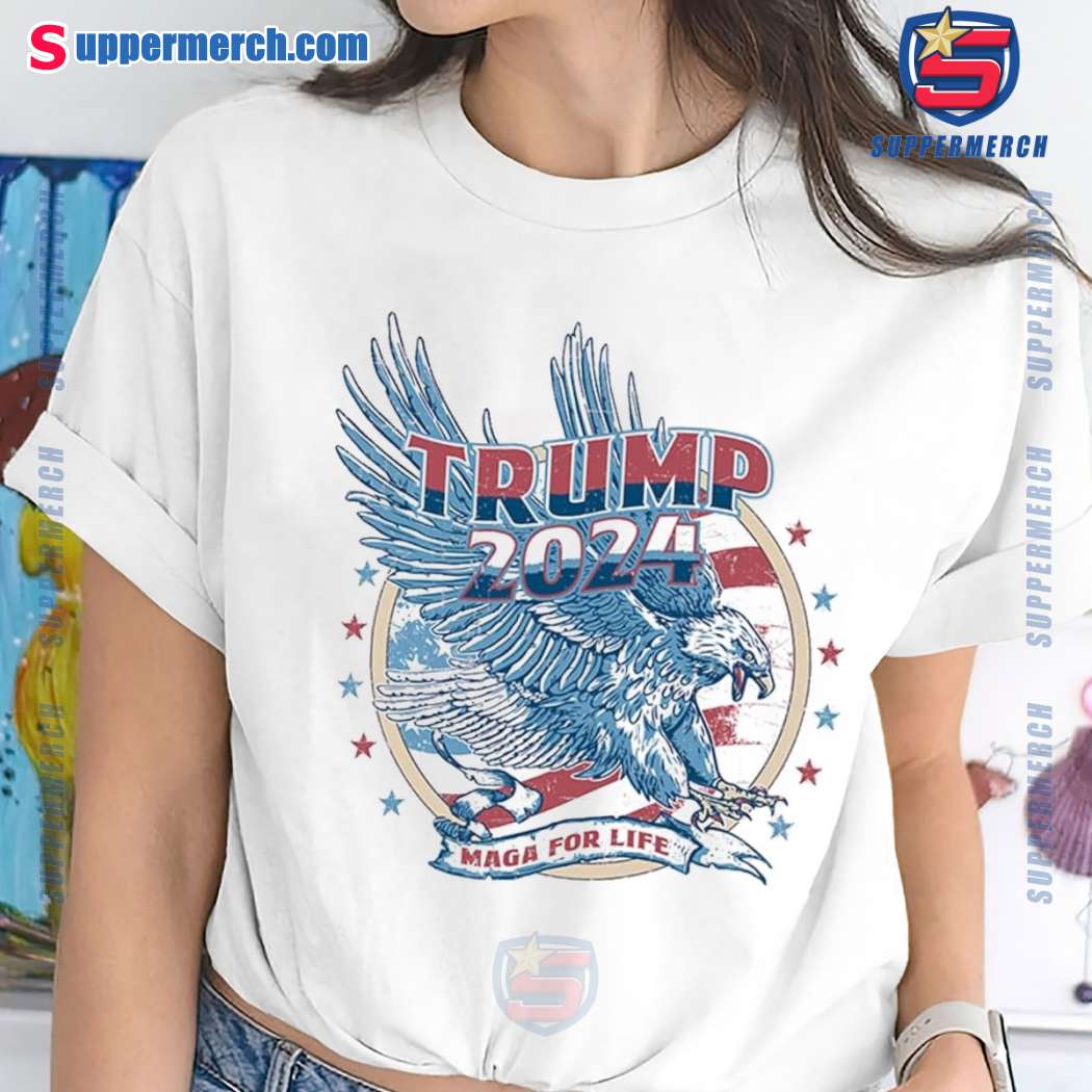 Trump 2024 Maga For Life American Eagle T-Shirt Tee Men Women KbCnZY4