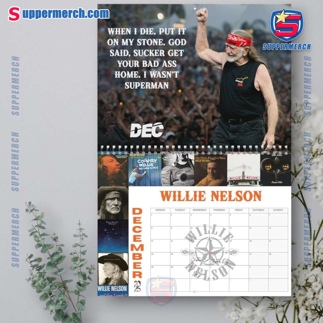 Willie Nelson Wall Hanging Calendar 2025-b IntQfwm