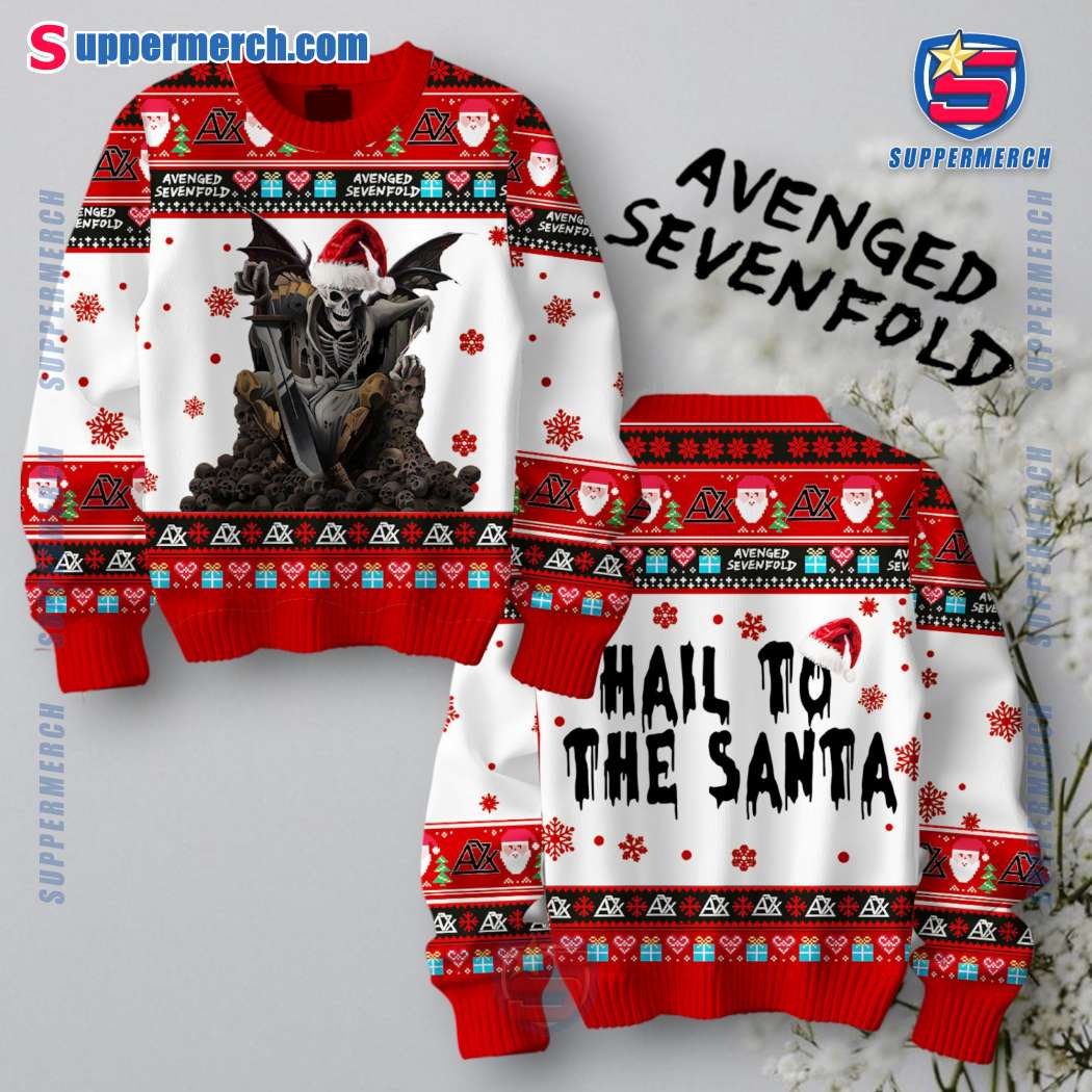 Avenged Sevenfold Hail To The Santa Ugly Christmas Sweater yEQmMT9