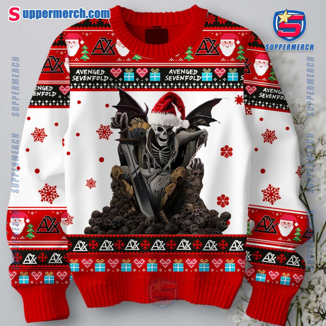 Avenged Sevenfold Hail To The Santa Ugly Christmas Sweater-a TDs2mey