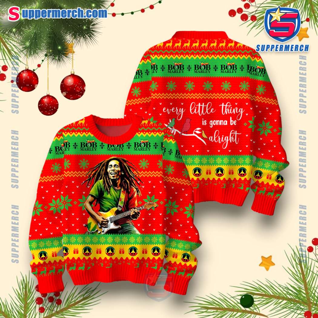 Bob Marley Every Little Thing Is Gonna Be Alright Christmas Jumper apXCc5A