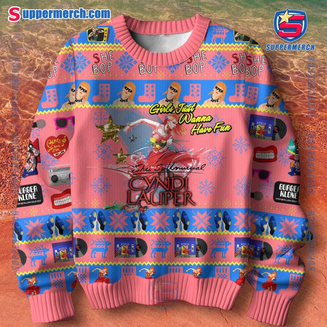 Cyndi Lauper Girls Just Wanna Have Fun Ugly Christmas Sweater-a SEhDw90