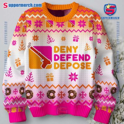 Dunkin' Donuts Deny Defend Depose Ugly Christmas Sweater-a Dsioeq5