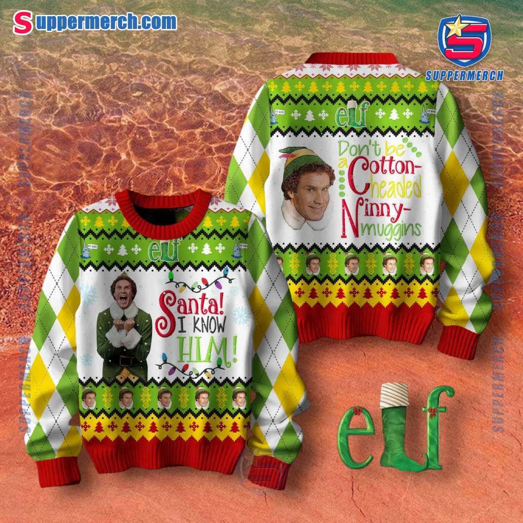 Elf Santa I Know Him Ugly Christmas Sweater OPQpgfC