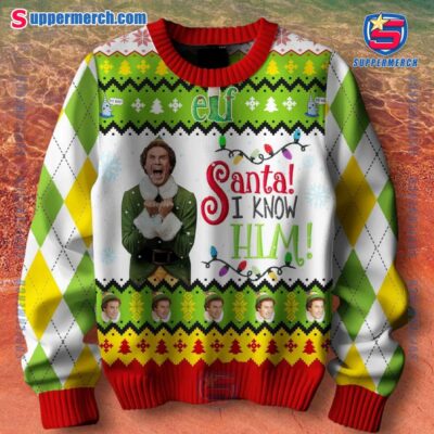 Elf Santa I Know Him Ugly Christmas Sweater-a RMi5GOu