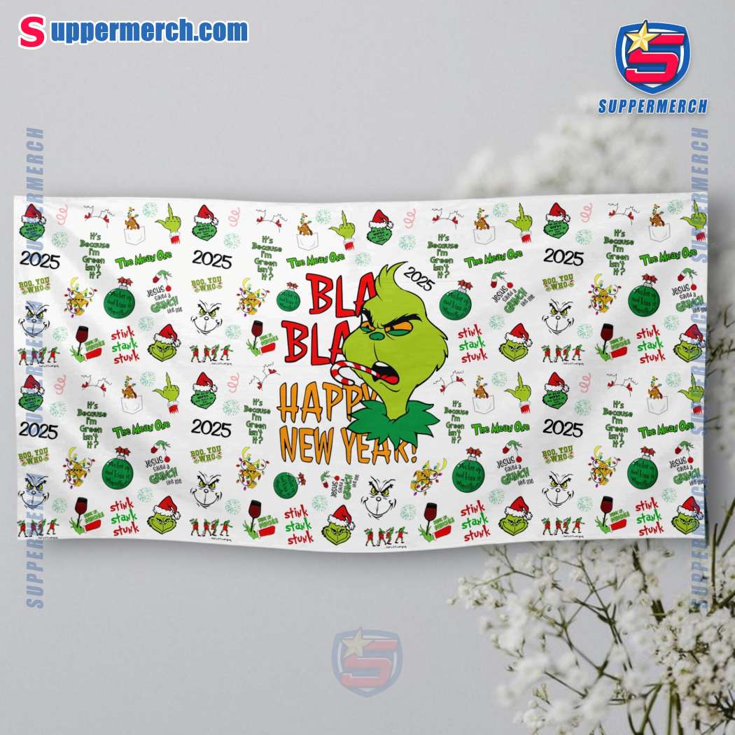 Grinch Bla Bla Happy New Year Square Tablecloth-a PxkXwfJ
