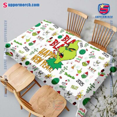 Grinch Bla Bla Happy New Year Square Tablecloth nDgQk3j