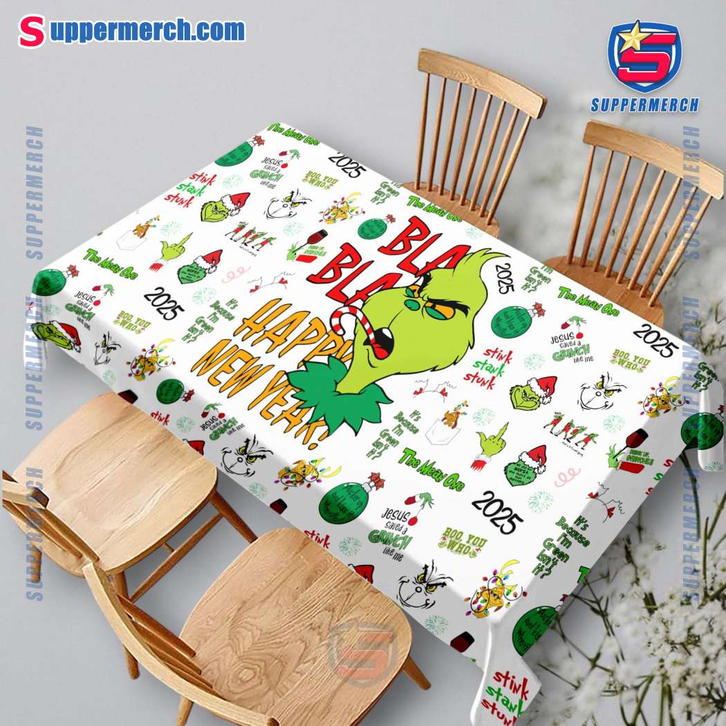 Grinch Bla Bla Happy New Year Square Tablecloth nDgQk3j