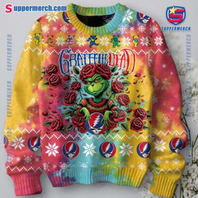 Grinch X Grateful Dead Ramble On Rose Ugly Christmas Sweater-a t6BexOM