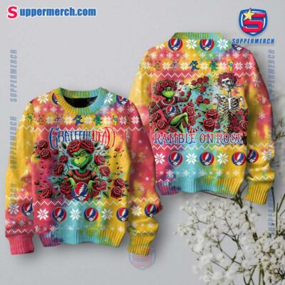 Grinch X Grateful Dead Ramble On Rose Ugly Christmas Sweater 8y1VZag