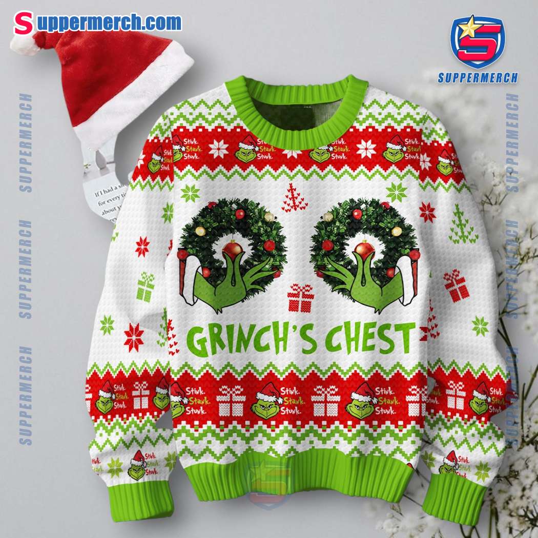 Grinch's Chest Grinch's Nuts Ugly Christmas Sweater-a uU6sM2e